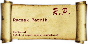 Racsek Patrik névjegykártya